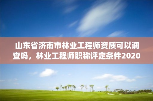 山东省济南市林业工程师资质可以调查吗，林业工程师职称评定条件2020