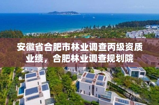 安徽省合肥市林业调查丙级资质业绩，合肥林业调查规划院