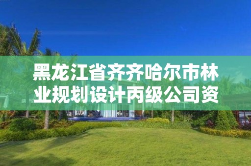 黑龙江省齐齐哈尔市林业规划设计丙级公司资质，齐齐哈尔市林业局