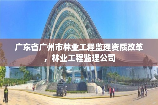广东省广州市林业工程监理资质改革,林业工程监理公司