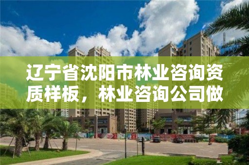 辽宁省沈阳市林业咨询资质样板,林业咨询公司做什么