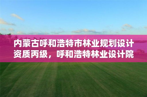内蒙古呼和浩特市林业规划设计资质丙级,呼和浩特林业设计院