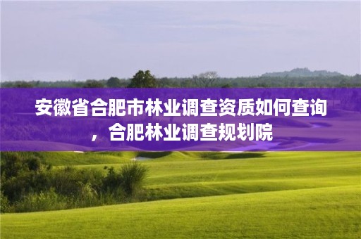 安徽省合肥市林业调查资质如何查询,合肥林业调查规划院