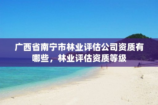 广西省南宁市林业评估公司资质有哪些,林业评估资质等级