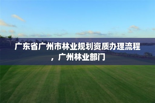 广东省广州市林业规划资质办理流程,广州林业部门