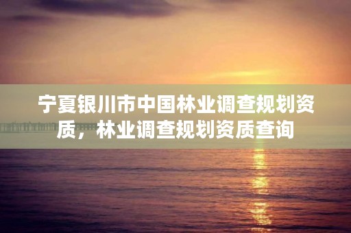 宁夏银川市中国林业调查规划资质,林业调查规划资质查询