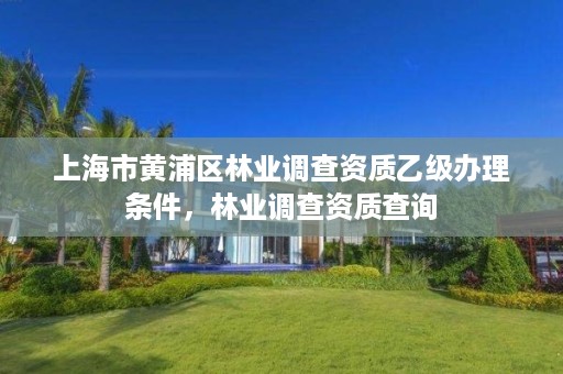 上海市黄浦区林业调查资质乙级办理条件,林业调查资质查询