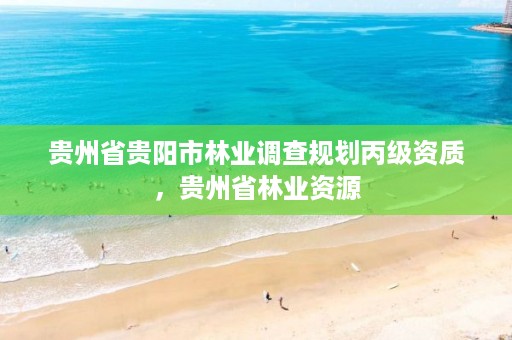 贵州省贵阳市林业调查规划丙级资质，贵州省林业资源