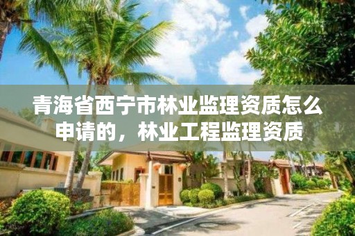青海省西宁市林业监理资质怎么申请的，林业工程监理资质