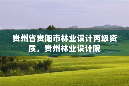 贵州省贵阳市林业设计丙级资质,贵州林业设计院