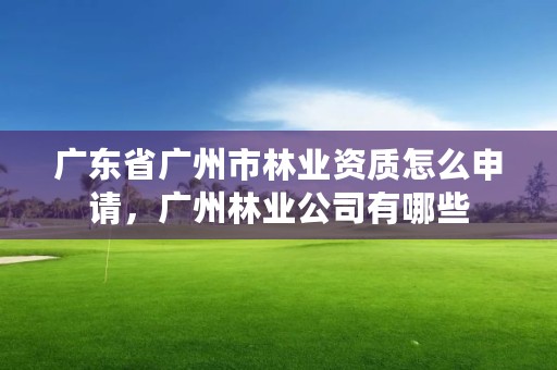 广东省广州市林业资质怎么申请,广州林业公司有哪些