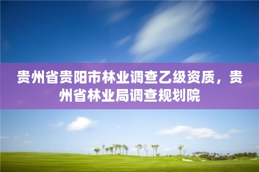 贵州省贵阳市林业调查乙级资质,贵州省林业局调查规划院