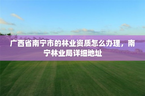 广西省南宁市的林业资质怎么办理,南宁林业局详细地址