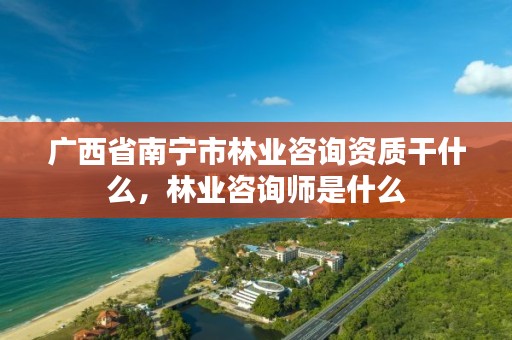 广西省南宁市林业咨询资质干什么,林业咨询师是什么