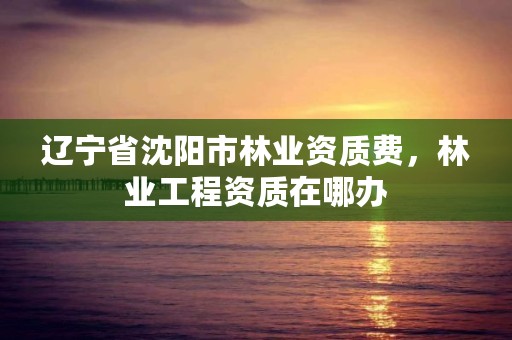 辽宁省沈阳市林业资质费，林业工程资质在哪办