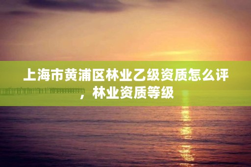 上海市黄浦区林业乙级资质怎么评,林业资质等级