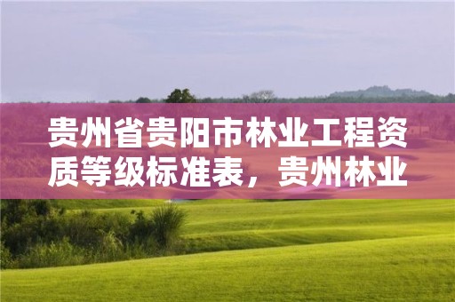 贵州省贵阳市林业工程资质等级标准表,贵州林业重点工程