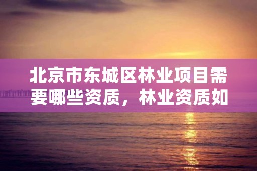 北京市东城区林业项目需要哪些资质,林业资质如何申请办理