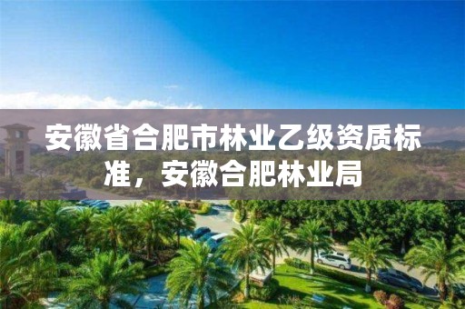 安徽省合肥市林业乙级资质标准,安徽合肥林业局