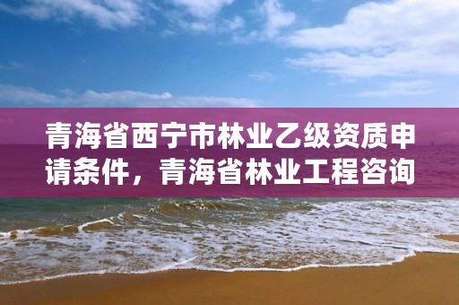 青海省西宁市林业乙级资质申请条件,青海省林业工程咨询中心是什么性质的单位