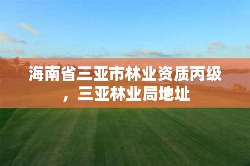 海南省三亚市林业资质丙级,三亚林业局地址