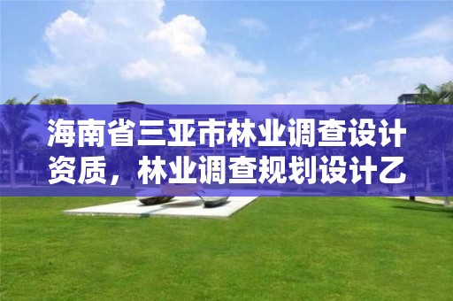 海南省三亚市林业调查设计资质,林业调查规划设计乙级资质公司