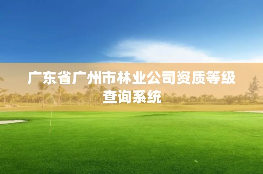 广东省广州市林业公司资质等级查询系统