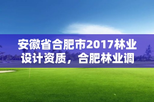 安徽省合肥市2017林业设计资质,合肥林业调查规划院