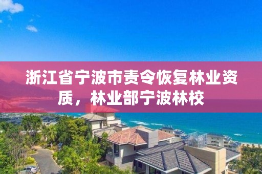 浙江省宁波市责令恢复林业资质,林业部宁波林校