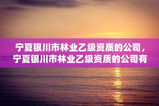 宁夏银川市林业乙级资质的公司,宁夏银川市林业乙级资质的公司有几家