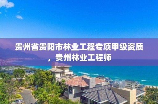 贵州省贵阳市林业工程专项甲级资质，贵州林业工程师