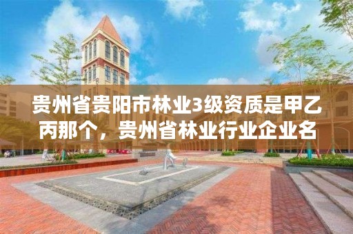 贵州省贵阳市林业3级资质是甲乙丙那个，贵州省林业行业企业名录