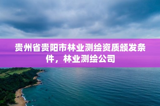 贵州省贵阳市林业测绘资质颁发条件，林业测绘公司