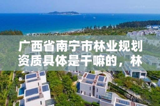 广西省南宁市林业规划资质具体是干嘛的,林业规划资质查询