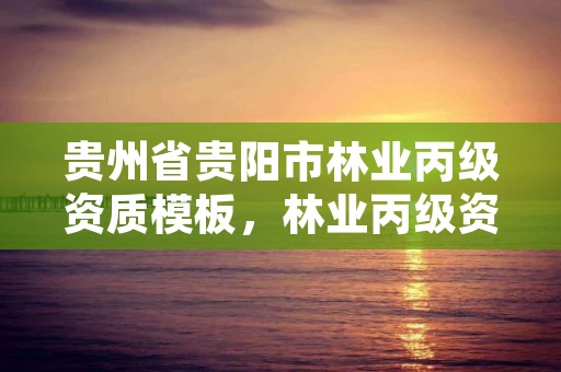 贵州省贵阳市林业丙级资质模板，林业丙级资质业务范围