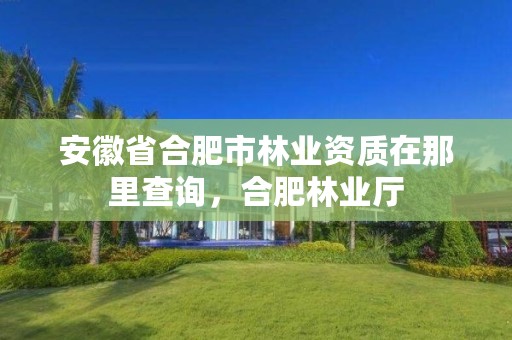 安徽省合肥市林业资质在那里查询,合肥林业厅
