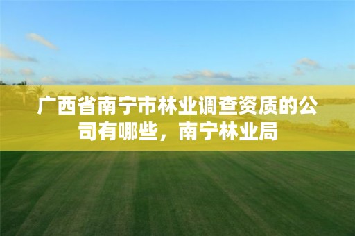 广西省南宁市林业调查资质的公司有哪些,南宁林业局