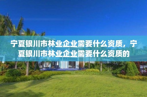 宁夏银川市林业企业需要什么资质,宁夏银川市林业企业需要什么资质的