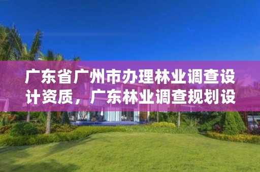 广东省广州市办理林业调查设计资质，广东林业调查规划设计院