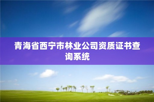 青海省西宁市林业公司资质证书查询系统