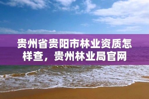 贵州省贵阳市林业资质怎样查,贵州林业局官网