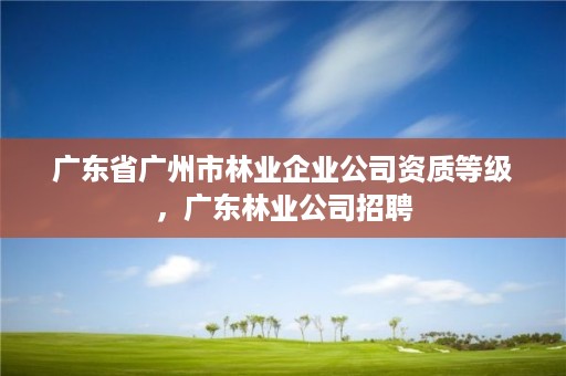 广东省广州市林业企业公司资质等级，广东林业公司招聘
