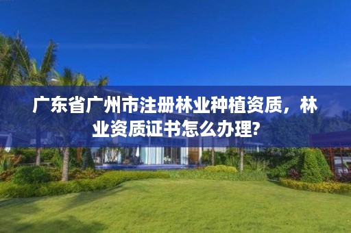 广东省广州市注册林业种植资质，林业资质证书怎么办理?