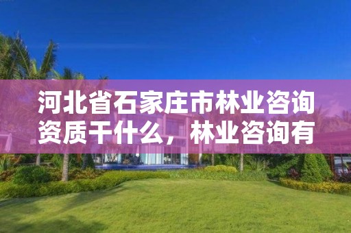 河北省石家庄市林业咨询资质干什么,林业咨询有限公司