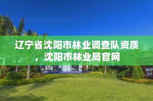 辽宁省沈阳市林业调查队资质,沈阳市林业局官网