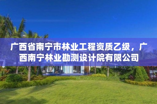 广西省南宁市林业工程资质乙级,广西南宁林业勘测设计院有限公司