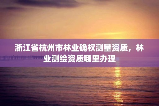 浙江省杭州市林业确权测量资质，林业测绘资质哪里办理