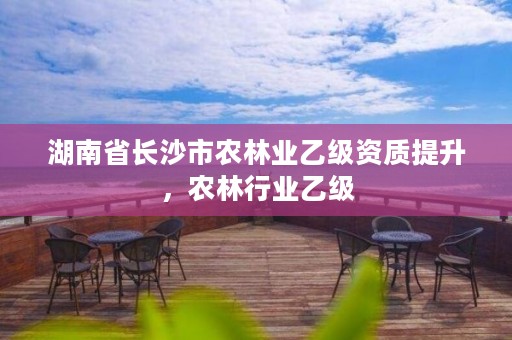 湖南省长沙市农林业乙级资质提升，农林行业乙级
