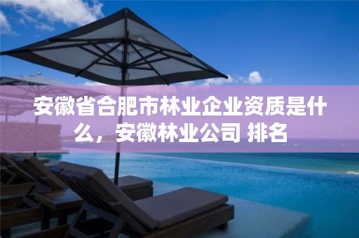 安徽省合肥市林业企业资质是什么,安徽林业公司 排名