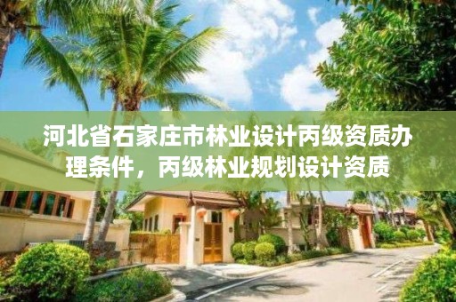 河北省石家庄市林业设计丙级资质办理条件，丙级林业规划设计资质